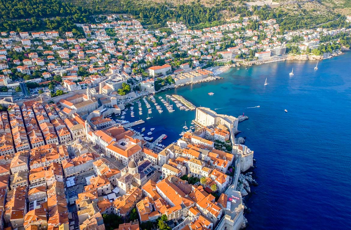 Vista aérea de Dubrovnik, Croácia