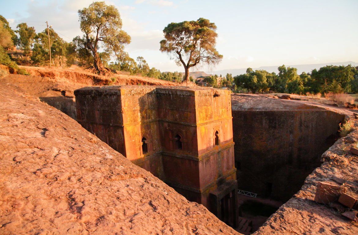 Pôr-do-sol nas igrejas de Lalibela, Etiópia