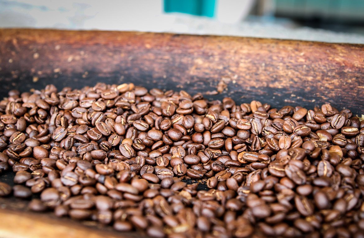 Grãos de café na Zona Cafetera, Colômbia