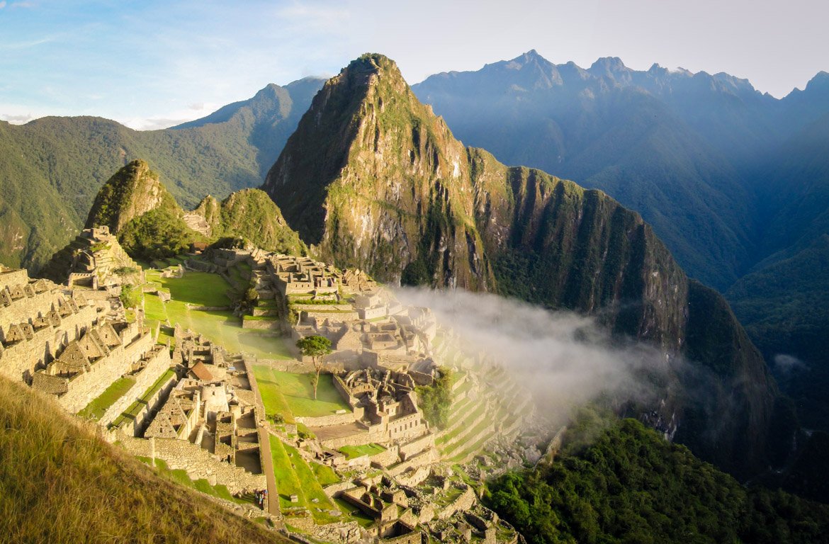 Vista aérea de Machu Picchu, Peru