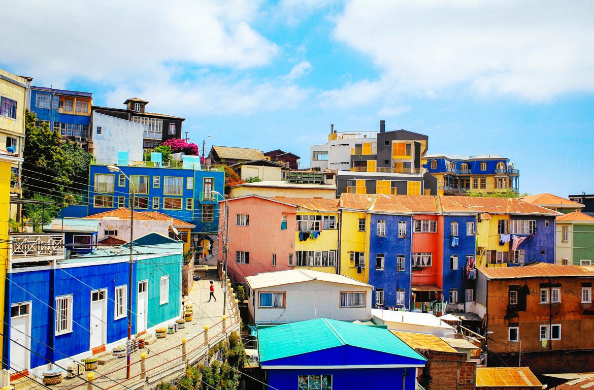 Prédios coloridos em Valparaíso, Chile