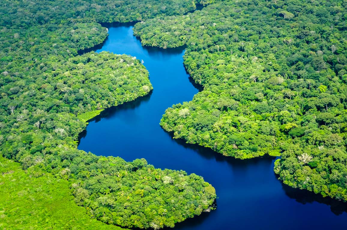 Vista aérea da floresta da Amazónia, Brasil