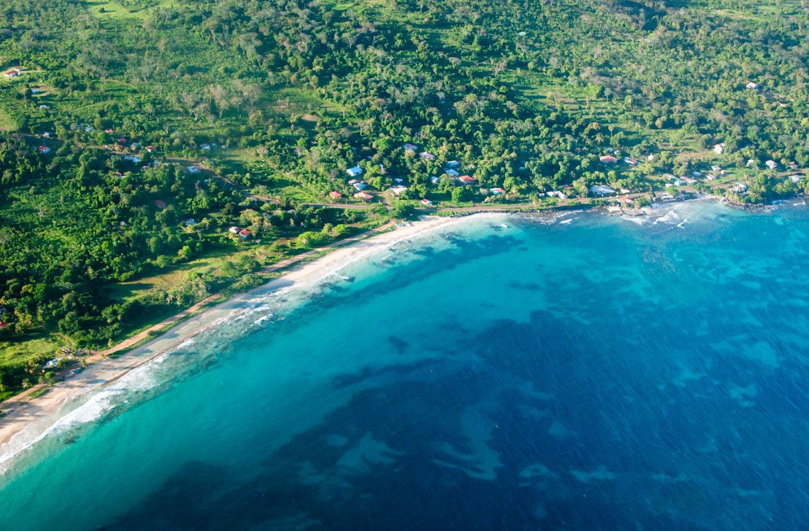 Vista aérea das Ilhas do Milho ou Islas Maíz, Nicarágua