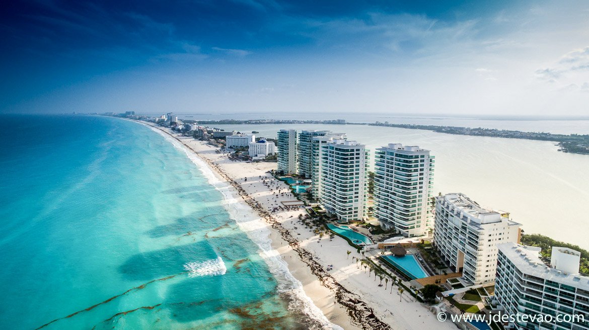 Vista aérea da Riviera Maya, México