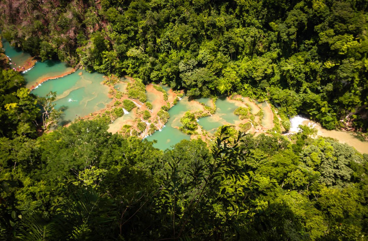 Catarata em Semuc Champey, Rio Cabahón, Guatemala