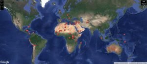 Mapa de locais da UNESCO em perigo