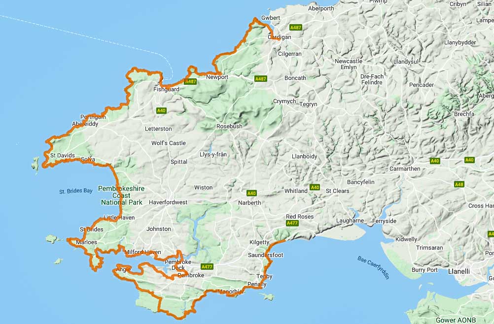Mapa The Pembrokeshire Coast Path, Gales