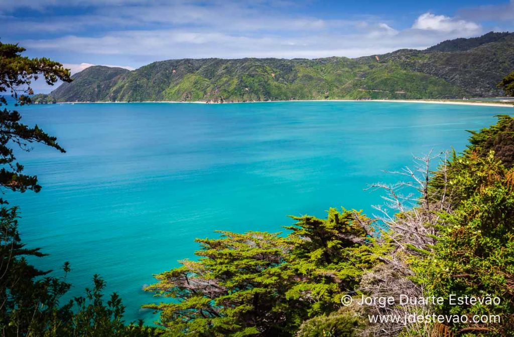 Praia no Parque Nacional Abel Tasman, Nova Zelândia